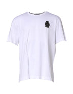 Dolce & Gabbana White Cotton DG Logo Embroidery Men T-shirt