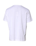 Dolce & Gabbana White Cotton Heraldic DG Crest Patch T-shirt