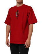 Dolce & Gabbana Red DG Eye Print Cotton Crew Neck T-shirt