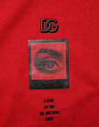 Dolce & Gabbana Red DG Eye Print Cotton Crew Neck T-shirt