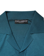 Dolce & Gabbana Teal Blue Silk Collared Short Sleeves Polo T-shirt