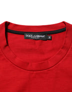 Dolce & Gabbana Red DG Eye Print Cotton Crew Neck T-shirt