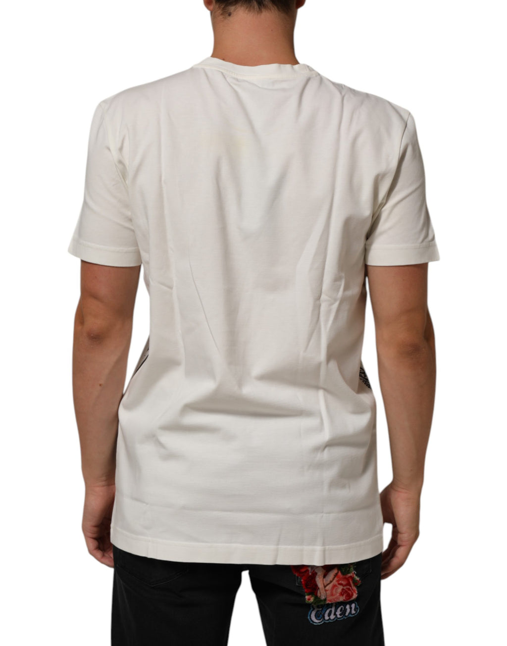 Dolce & Gabbana White Cotton Bandana Print CrewNeck T-shirt