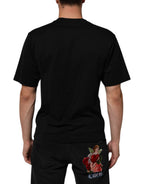 Dolce & Gabbana Black Cotton Logo Plaque Crew Neck T-shirt