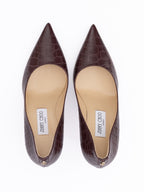 Jimmy Choo Burgundy Croco Embossed Leather Agnes Pumps