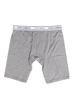 Dolce & Gabbana Gray Cotton Logo Waistband Midi Boxer Underwear