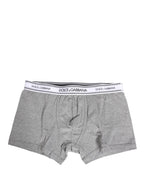Dolce & Gabbana Gray Logo Waistband Cotton Men Boxer Underwear