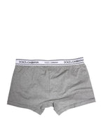 Dolce & Gabbana Gray Logo Waistband Cotton Men Boxer Underwear