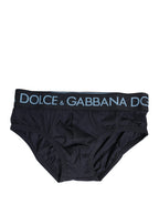 Dolce & Gabbana Dark Blue Logo Waistband Men Briefs Underwear