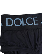 Dolce & Gabbana Dark Blue Logo Waistband Men Briefs Underwear