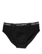 Dolce & Gabbana Black Cotton Logo Waistband Briefs Underwear