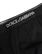 Dolce & Gabbana Black Cotton Logo Waistband Briefs Underwear