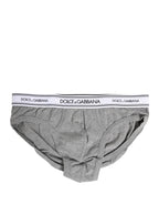 Dolce & Gabbana Gray Logo Waistband Men Midi Brief Underwear