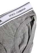 Dolce & Gabbana Gray Logo Waistband Men Midi Brief Underwear