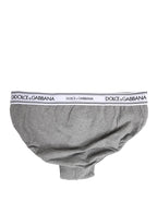 Dolce & Gabbana Gray Logo Waistband Men Midi Brief Underwear