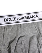 Dolce & Gabbana Gray Logo Waistband Men Midi Brief Underwear