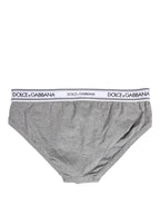 Dolce & Gabbana Gray Logo Waistband Men Midi Brief Underwear