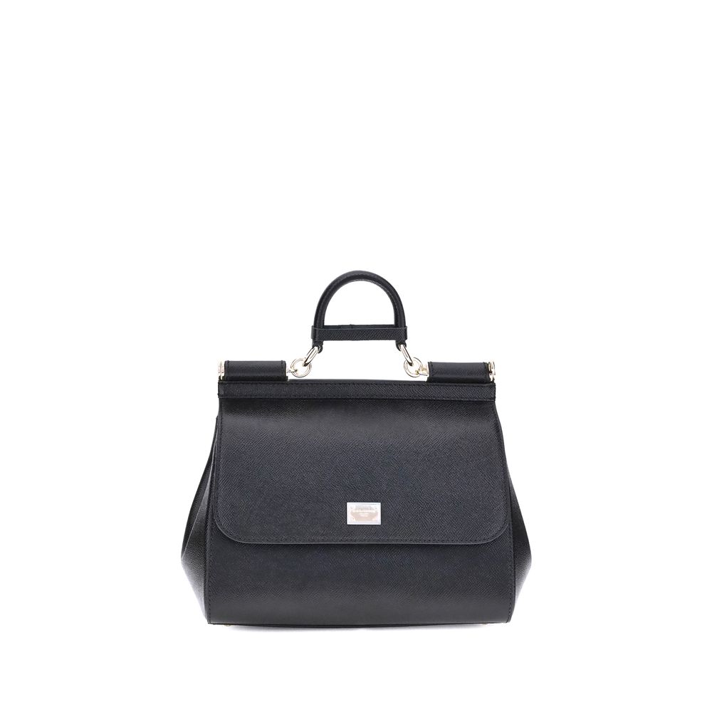 Dolce & Gabbana Black Calf Leather Bos Taurus Handbag