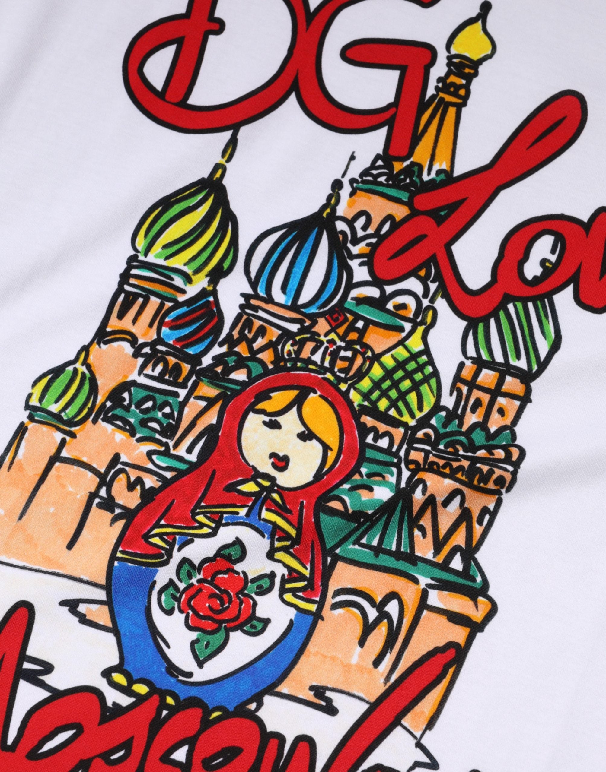 Dolce & Gabbana White DG Loves Moscow Print Cotton  T-shirt