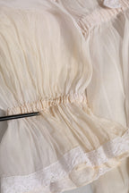 Dolce & Gabbana White Silk Cotton Ascot Collar Blouse Top