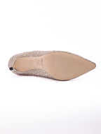 Jimmy Choo Honey Gold Shimmer Suede Crystals Romy 85 pumps