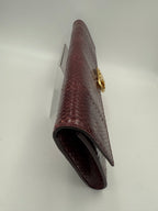 Celine CELINE TRIOMPHE Reptile Skin Burgundy Clutch