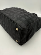 Chanel CHANEL Shopping Black Leather and Fabric Tote Bag