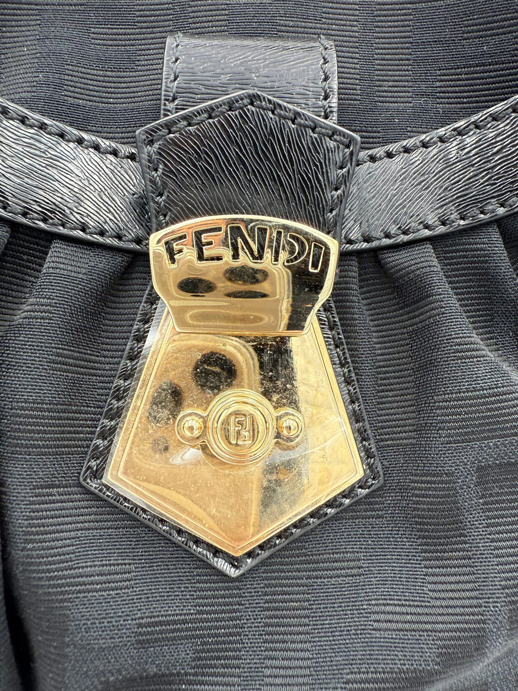 Fendi FENDI Hobo FF Zucca Black Shoulder Bag