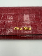 Miu Miu MIU MIU Rosso Crocodile Print Leather Wallet