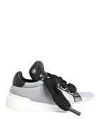 Dolce & Gabbana Gray Leather Low Top Lace Up Sneakers Shoes