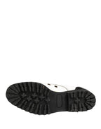 Cesare Paciotti Black White Leather Derby Shoes