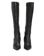 Dolce & Gabbana Black Leather Heels Knee High Boots Shoes