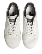 Dolce & Gabbana White Black Portofino Leather Sneakers Shoes