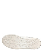 Dolce & Gabbana White Black Portofino Leather Sneakers Shoes
