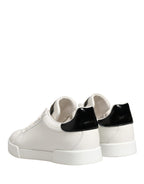 Dolce & Gabbana White Black Portofino Leather Sneakers Shoes
