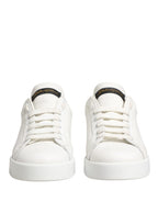 Dolce & Gabbana White Black Portofino Leather Sneakers Shoes