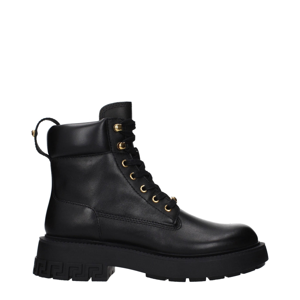 Versace Black Leather Ankle Boots