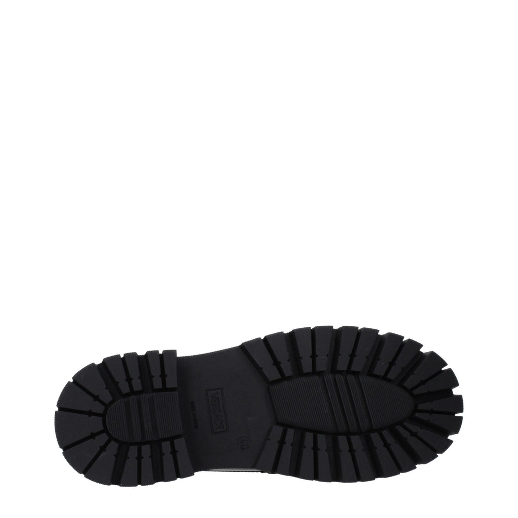 Versace Black Leather Platform Loafers