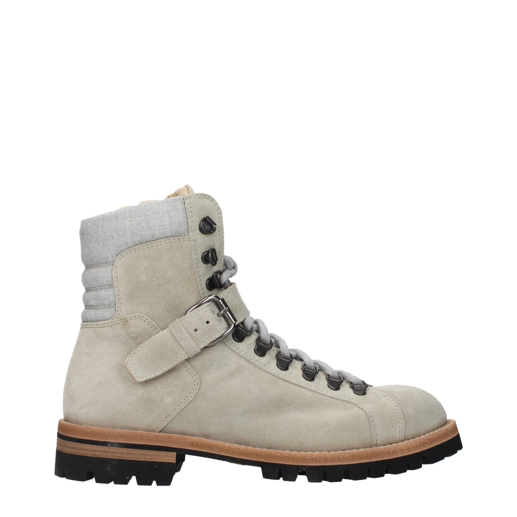 Eleventy Beige Leather Ankle Boots