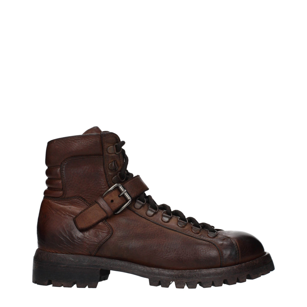 Eleventy Brown Leather Ankle Boots