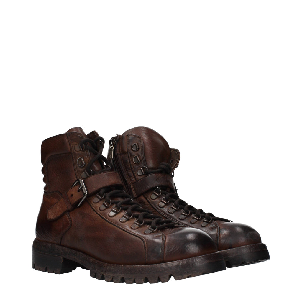 Eleventy Brown Leather Ankle Boots