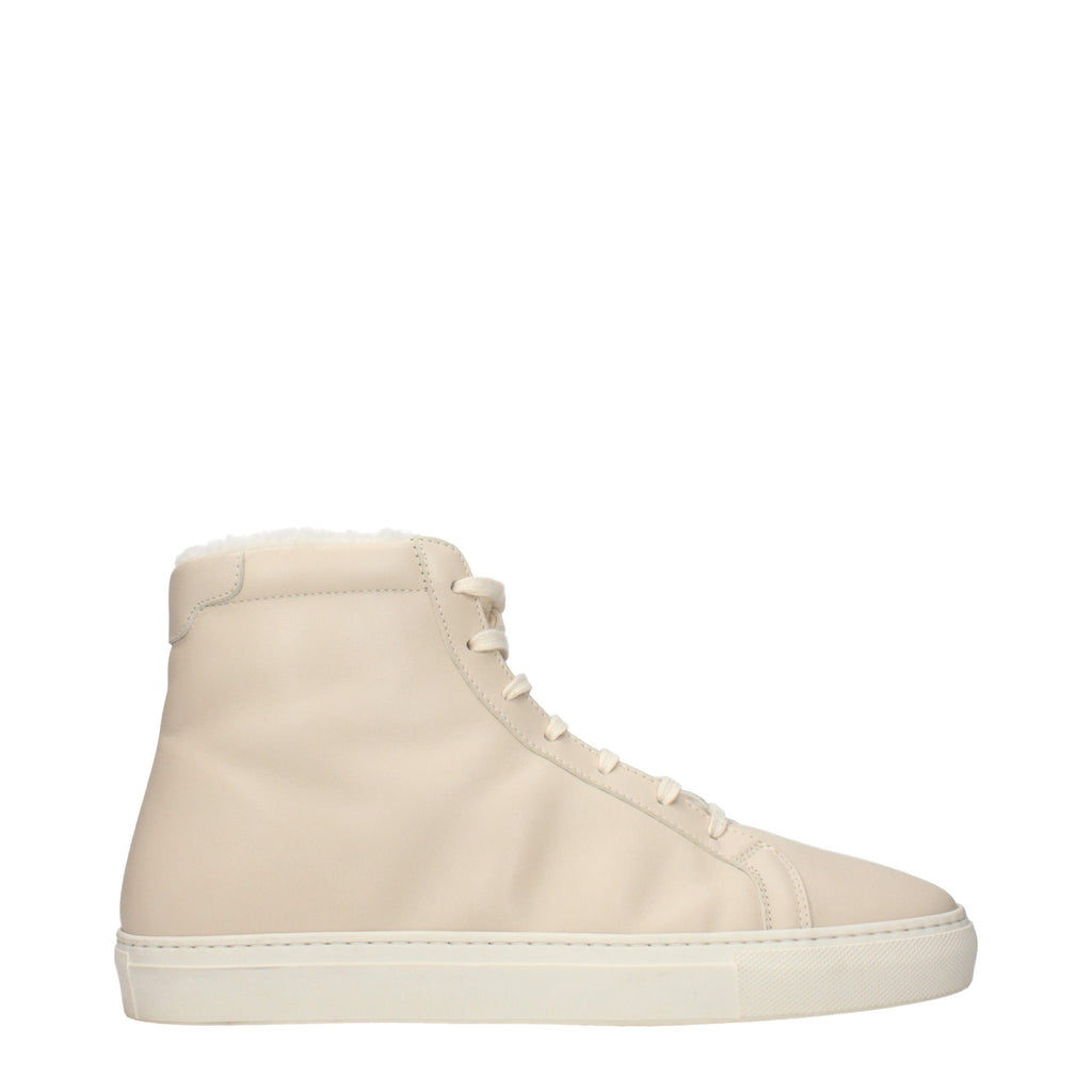 Eleventy Beige Leather Ankle Boots
