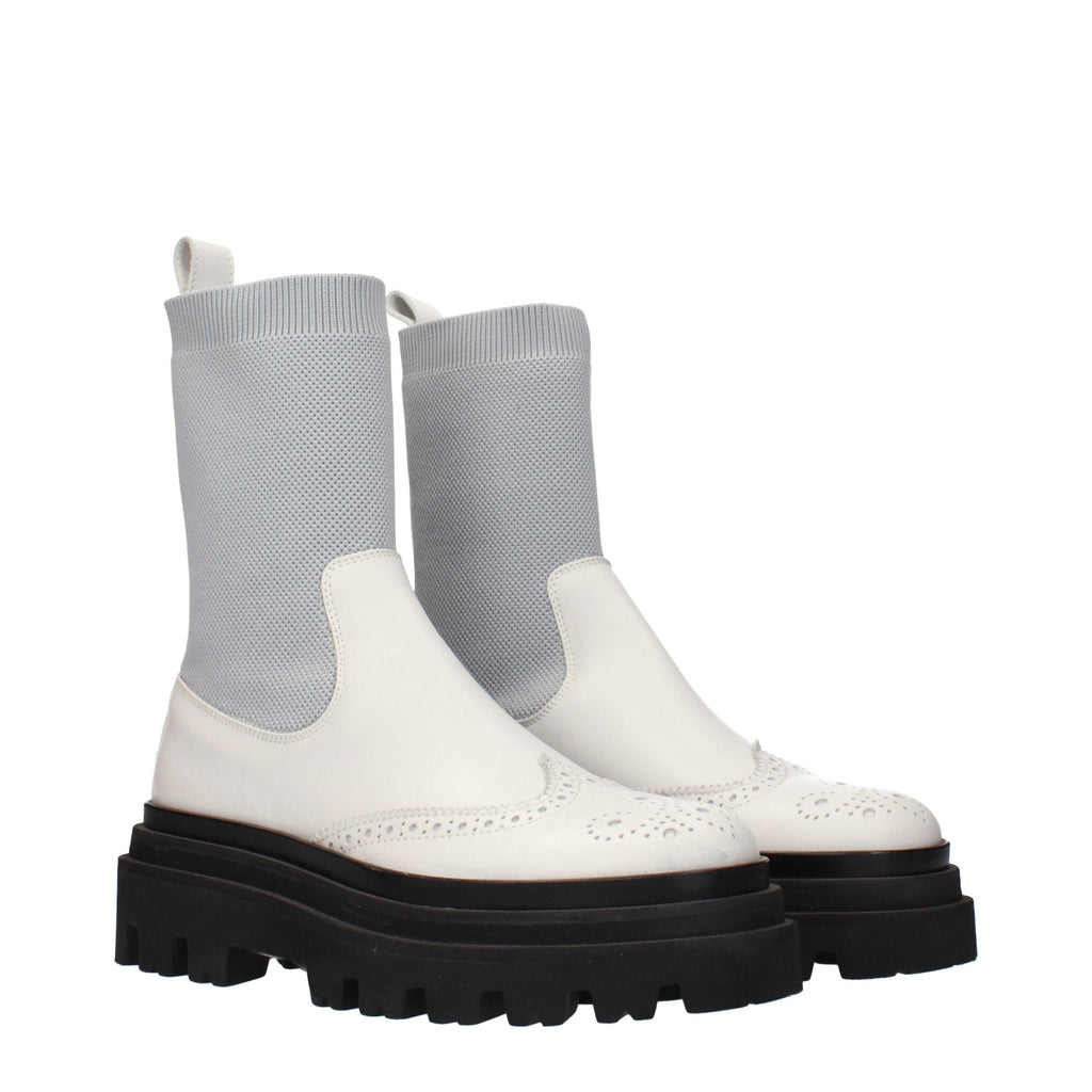 Eleventy Gray Leather Chelsea Boots