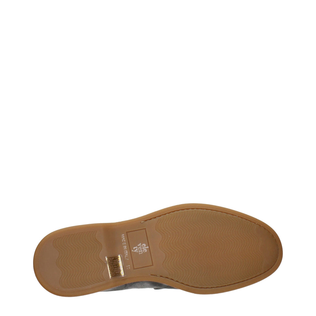 Eleventy Gray Leather Slip-On Loafers