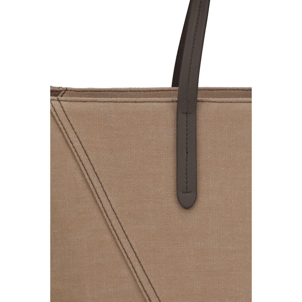 Brunello Cucinelli Beige Cotton Shoulder Bag