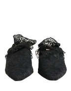 Dolce & Gabbana Black Lace Heels Sandals Shoes