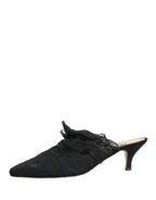 Dolce & Gabbana Black Lace Heels Sandals Shoes