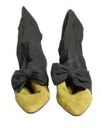 Dolce & Gabbana Black Yellow Suede Boots Shoes