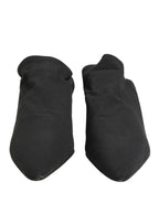 Dolce & Gabbana Black Suede Heel Mule Shoes