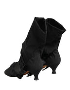 Dolce & Gabbana Black Suede Mid Calf Boots Shoes